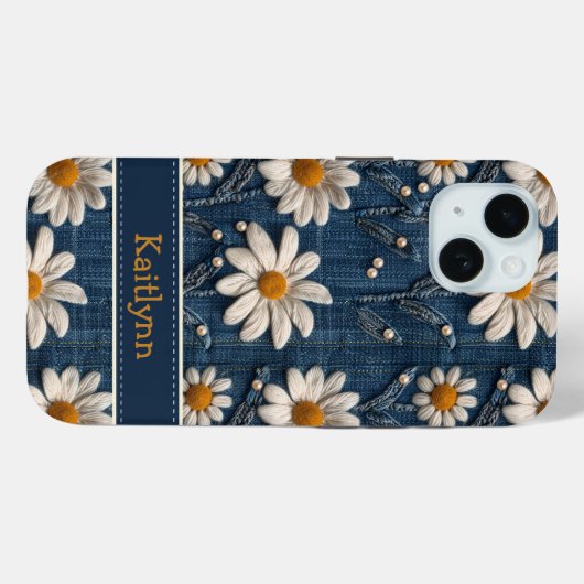 Custom Name Floral Embroidered Phone Case (Rückseite (Horizontal))