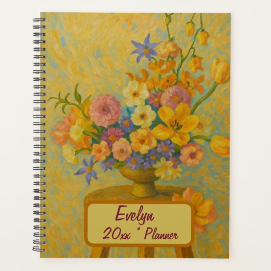 Custom Name  Floral Planner Planer (Vorderseite)