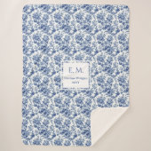 Custom Name Floral Toile Blue Blanket Best Gift Sherpadecke (Vorderseite)