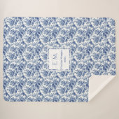 Custom Name Floral Toile Blue Blanket Best Gift Sherpadecke (Vorderseite (Horizontal))