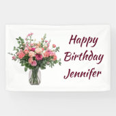 Custom Name Flower Floral Bouquet Banner (Horizontal)