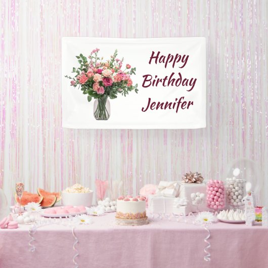 Custom Name Flower Floral Bouquet Banner (Party)