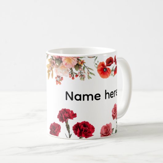 Custom Name Flower Mug Kaffeetasse (VorderseiteRechts)