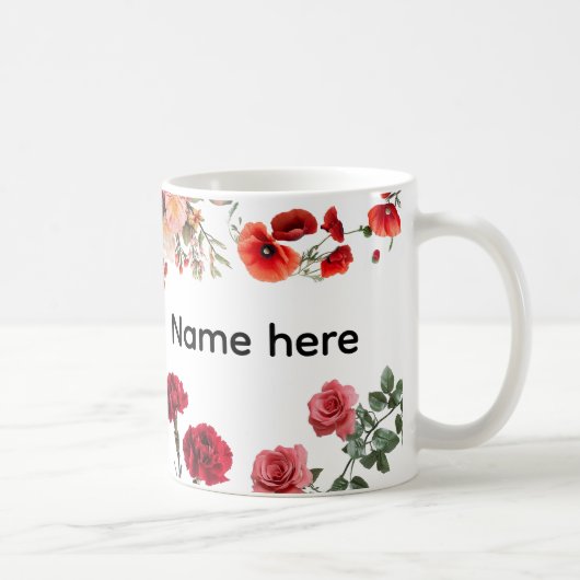 Custom Name Flower Mug Kaffeetasse (Rechts)