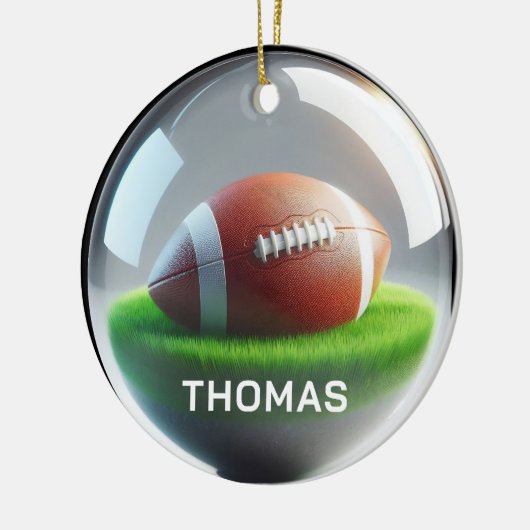 Custom Name Football Faux Glass‑Orb Look Keramik Ornament (Links)