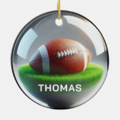 Custom Name Football Faux Glass‑Orb Look Keramik Ornament (Hinten)
