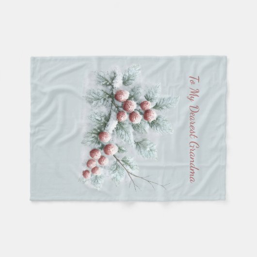 Custom Name Frosted Winter Berry Throw Personalize Fleecedecke (Vorderseite (Horizontal))