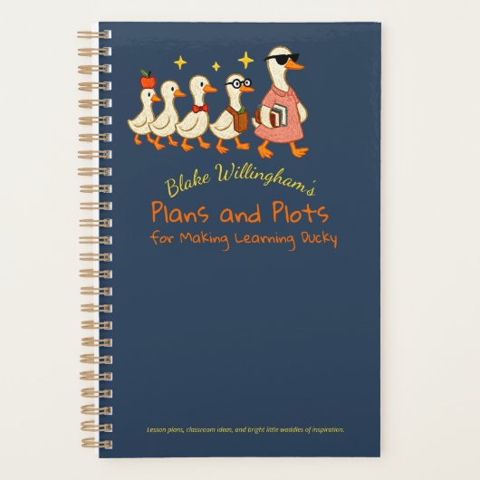 Custom Name Fun Cool Teacher Goose Planner Planer (Vorderseite)