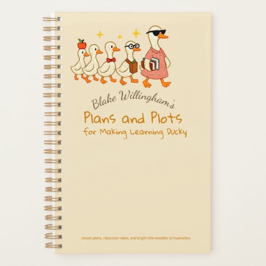 Custom Name Fun Cool Teacher Goose Planner Planer (Vorderseite)