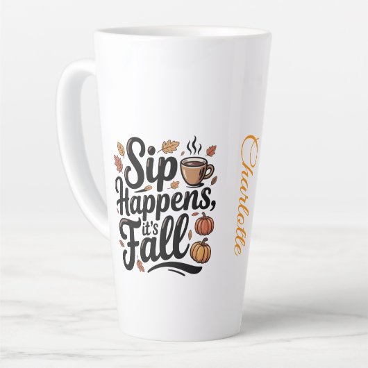 Custom name funny fall saying Mug Milchtasse (Linke Ecke)
