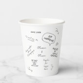 Custom name, funny love note handwriting wedding pappbecher (Rückseite)