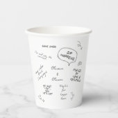 Custom name, funny love note handwriting wedding pappbecher (Vorderseite)