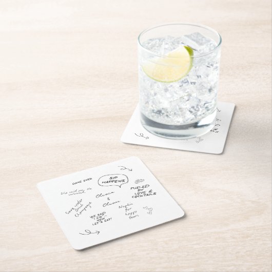 Custom name, funny love note handwriting wedding rechteckiger pappuntersetzer (Vor Ort)