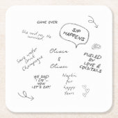 Custom name, funny love note handwriting wedding rechteckiger pappuntersetzer (Vorderseite)