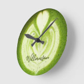 Custom Name Funny Matcha Latte Lover Green Tea  Runde Wanduhr (Winkel)