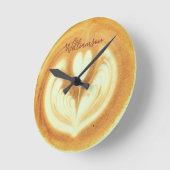 Custom Name Funny Retro Coffee Cappuccino Lover  Runde Wanduhr (Winkel)