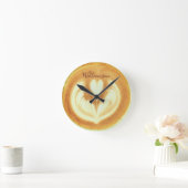 Custom Name Funny Retro Coffee Cappuccino Lover Runde Wanduhr (Zuhause)