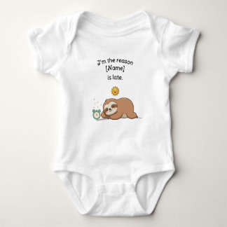 Custom Name Funny Sloth - I’m the Reason We’re Lat Baby Strampler
