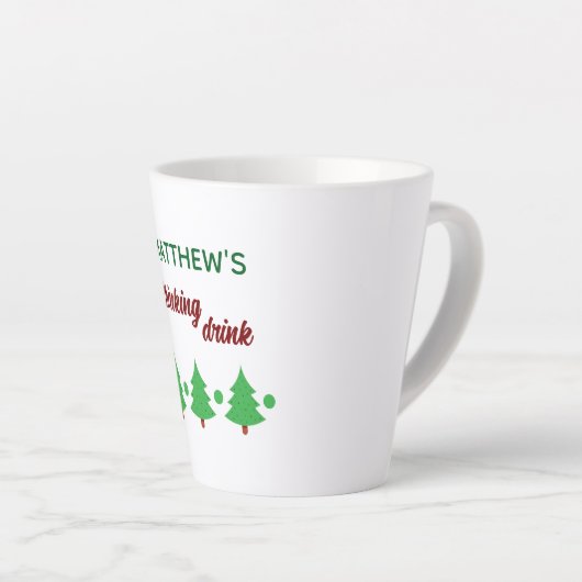 Custom Name Funny Thinking Drink Christmas Trees Milchtasse (Rechte Ecke)