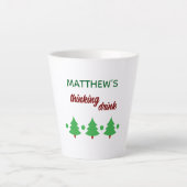 Custom Name Funny Thinking Drink Christmas Trees Milchtasse (Vorderseite)