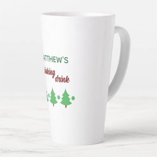 Custom Name Funny Thinking Drink Christmas Trees Milchtasse (Rechte Ecke)