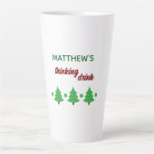Custom Name Funny Thinking Drink Christmas Trees Milchtasse (Vorderseite)