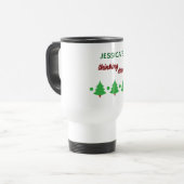 Custom Name Funny Thinking Drink Christmas Trees Reisebecher (Vorderseite Links)