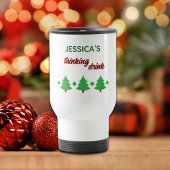 Custom Name Funny Thinking Drink Christmas Trees Reisebecher