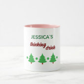 Custom Name Funny Thinking Drink Christmas Trees Tasse (Zentrum)
