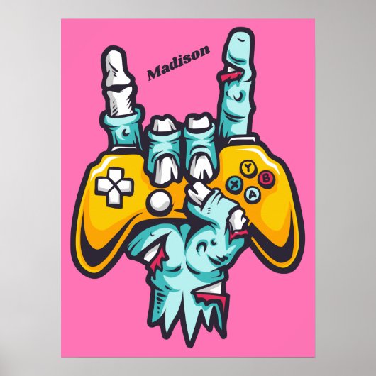Custom name Gamer Zombie Poster (Vorne)
