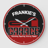 Custom NAME Garage Tools Handyman Car Mechanic Große Wanduhr (Vorderseite)