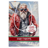 Custom Name Gift Bag Handsome Santa Celebration Mittlere Geschenktüte (Vorderseite)
