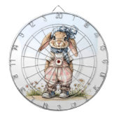 Custom Name girly rabbit blue check bow Dartscheibe (vorne)