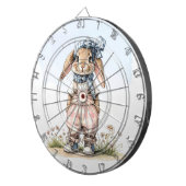 Custom Name girly rabbit blue check bow Dartscheibe (Vorderseite rechts)