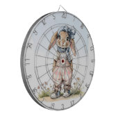 Custom Name girly rabbit blue check bow Dartscheibe (Vorderseite Links)