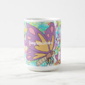 Custom name girly watercolor butterflies Purple Kaffeetasse (Mittel)