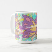 Custom name girly watercolor butterflies Purple Kaffeetasse (Vorderseite Links)