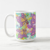 Custom name girly watercolor butterflies Purple Kaffeetasse (Links)