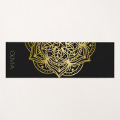 Custom Name Gold Mandala Black Yogamatte (Vorderseite (Horizontal))
