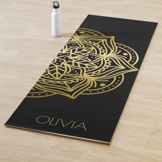 Custom Name Gold Mandala Black Yogamatte (Beispiel)
