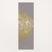Custom Name Gold Mandala Gray Yogamatte (Vorderseite)