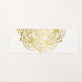 Custom Name Gold Mandala White  Yogamatte (Vorderseite (Horizontal))