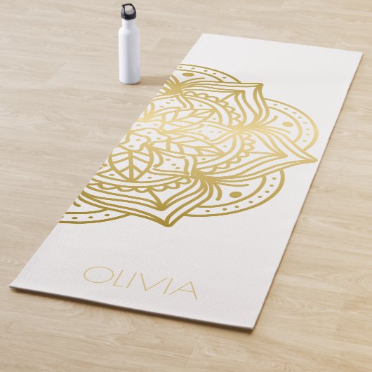 Custom Name Gold Mandala White  Yogamatte (Beispiel)