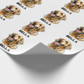Custom Name Golden Retriever Dog Portrait Funny  Geschenkpapier (Ecke)