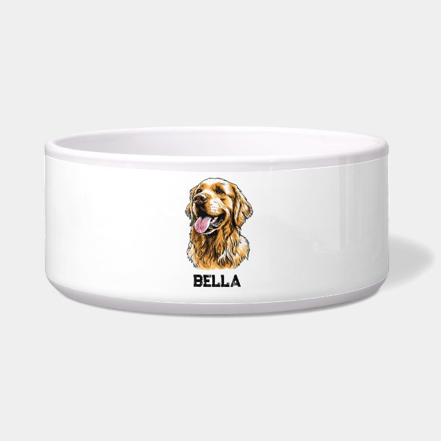 Custom Name Golden Retriever Dog Portrait Funny  Napf (Vorderseite)