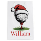 Custom Name Golf Balls Christmas Golf Santa Golfer Mittlere Geschenktüte (Vorderseite)