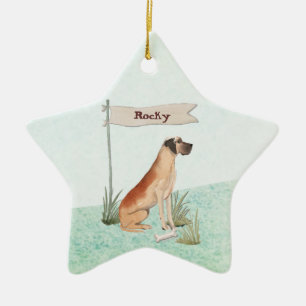 Custom Name Great Dane Pet Dog Keramik Ornament