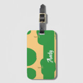 Custom name green apple on orange gepäckanhänger (Vorderseite Vertikal)