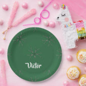 Custom name green bloom pappteller (Party)