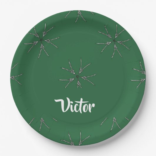 Custom name green bloom pappteller (Vorderseite)